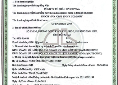  THÔNG BÁO CÔNG KHAI GIẤY PHÉP KINH DOANH